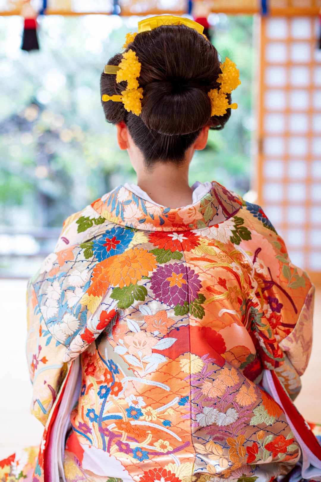 Détail d’un kimono de cérémonie vu de dos
